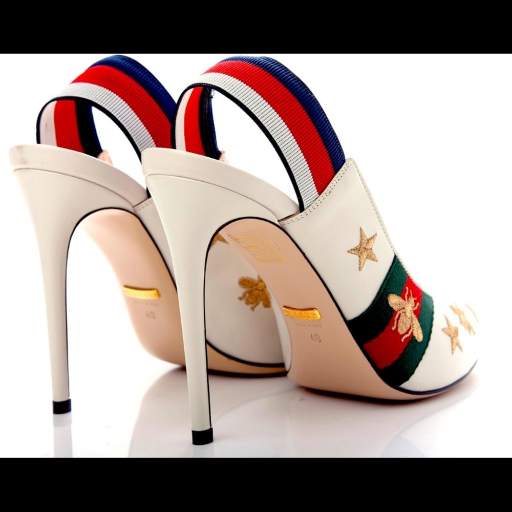 Gucci Web Bee Star Embroidered High Heels Size 9